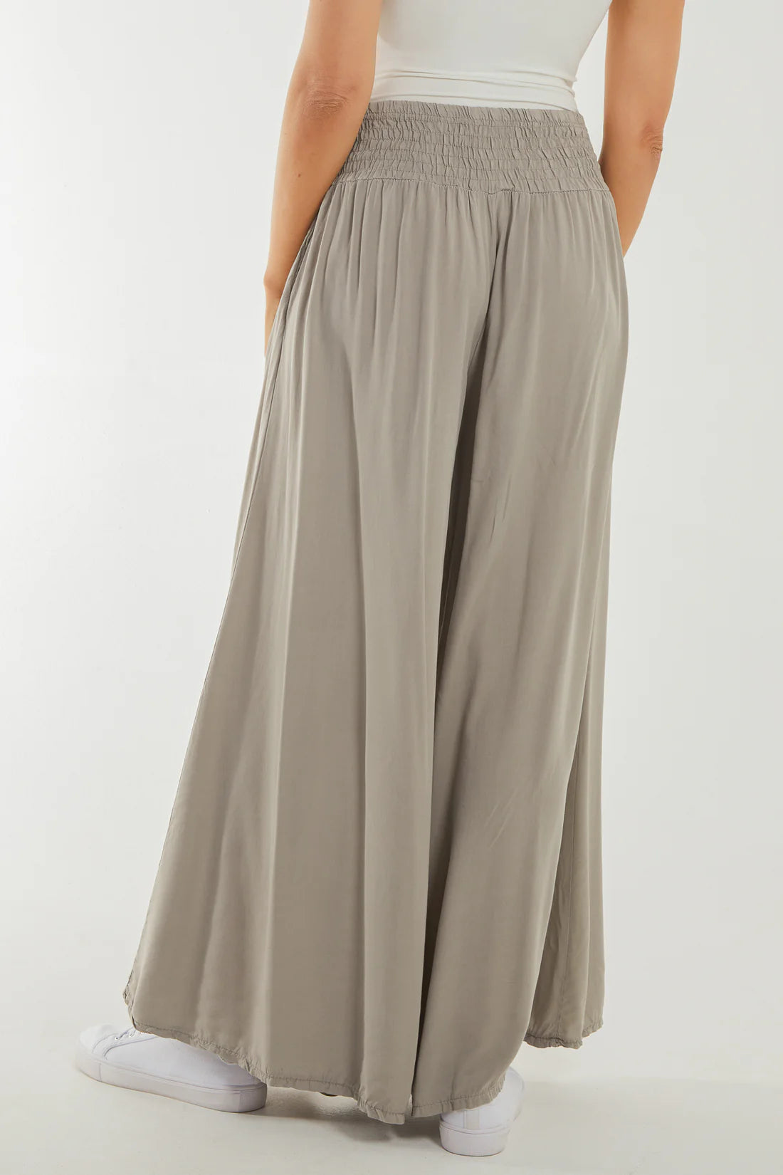 Sarah Deep Shirred Waistband Floaty Wide Leg Trousers - 4 Colours