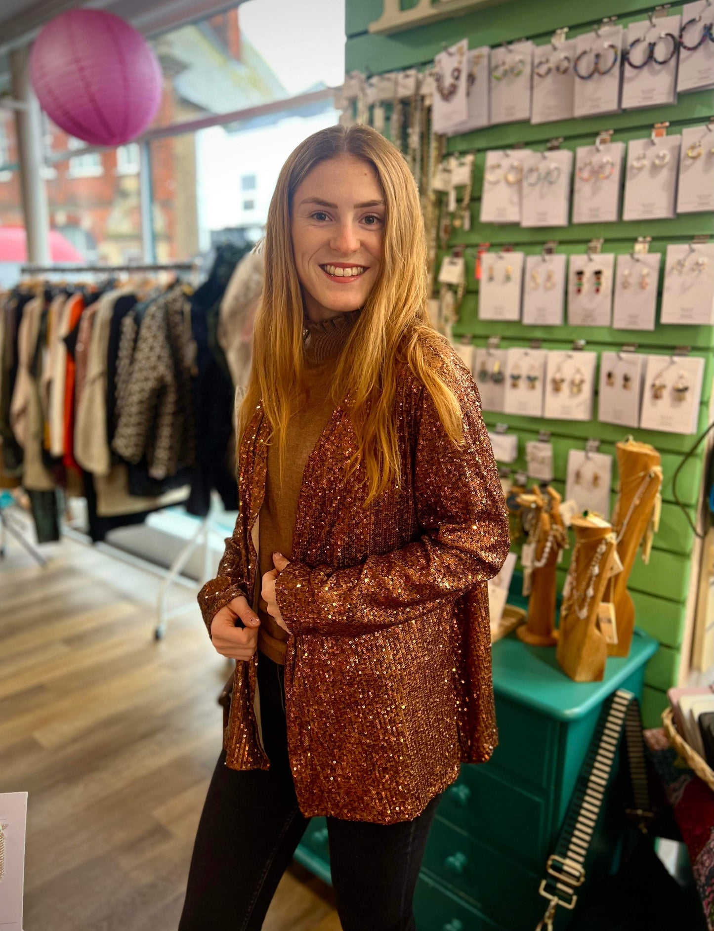 Roxy Sequin Cardigan Jacket - Bronze