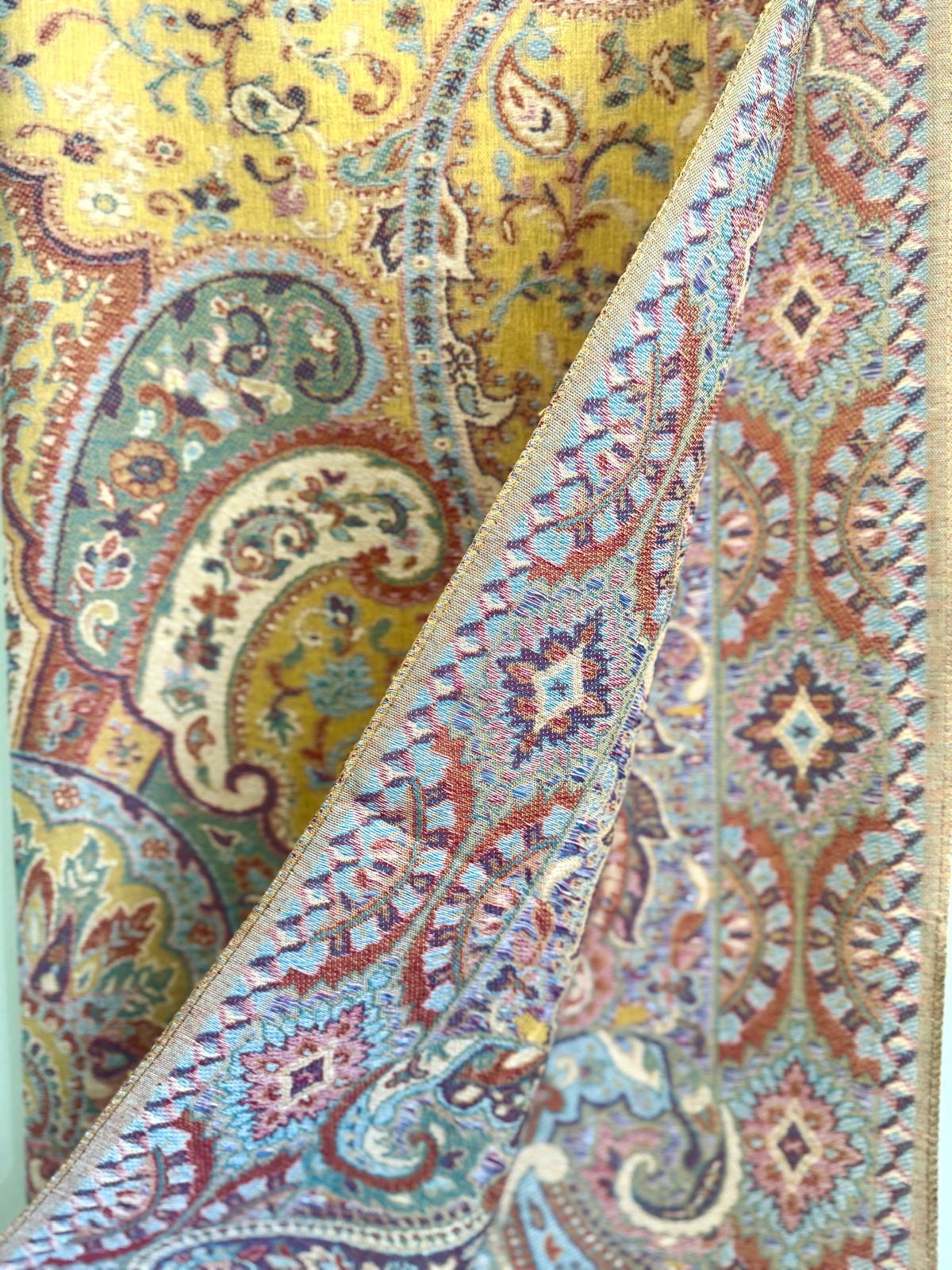 Emma Cotton Blend Gold Paisley Pashmina Scarf
