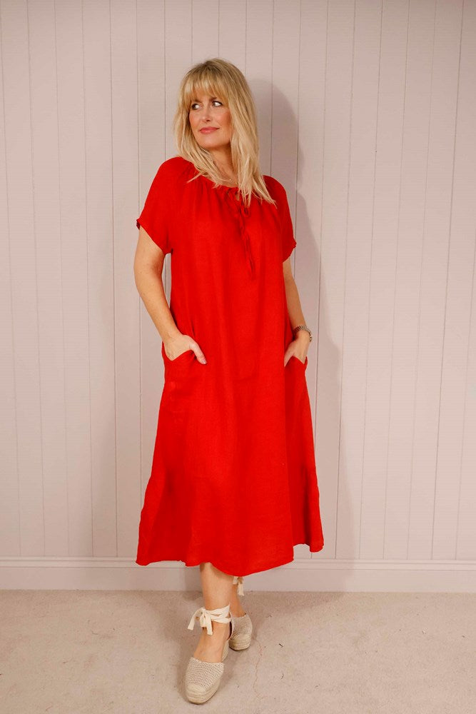 Stevie Easy 100% Linen Midaxi Dress