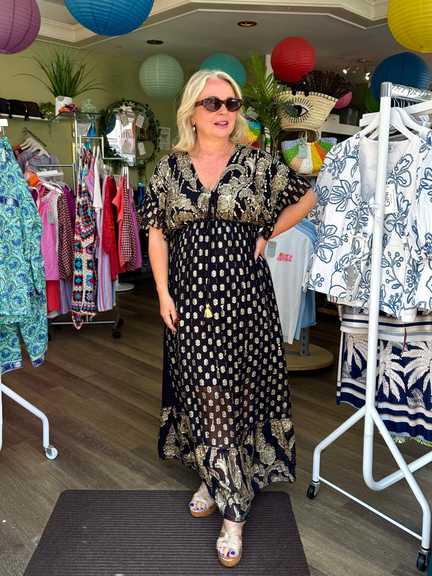 Andie Gold Foil Boho Indian Dress