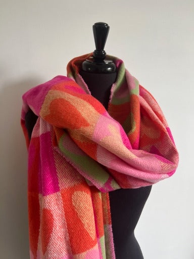 Pink & Green Multi Heart Blanket Scarf