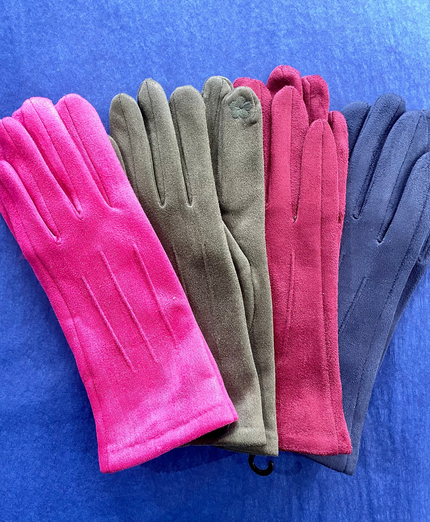 Faux Suede Plain Gloves - Assorted Colours in