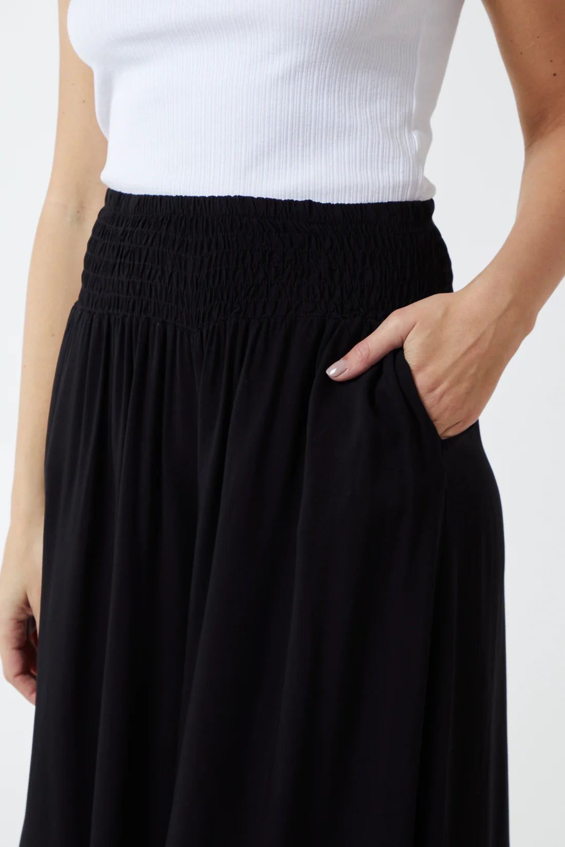 Sarah Deep Shirred Waistband Floaty Wide Leg Trousers - 4 Colours