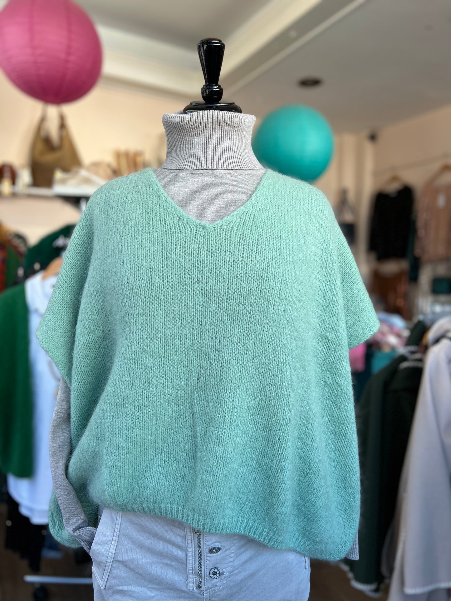 Eleanor Slouchy Mohair Mix Slouchy Tank Top - Light Sage Green