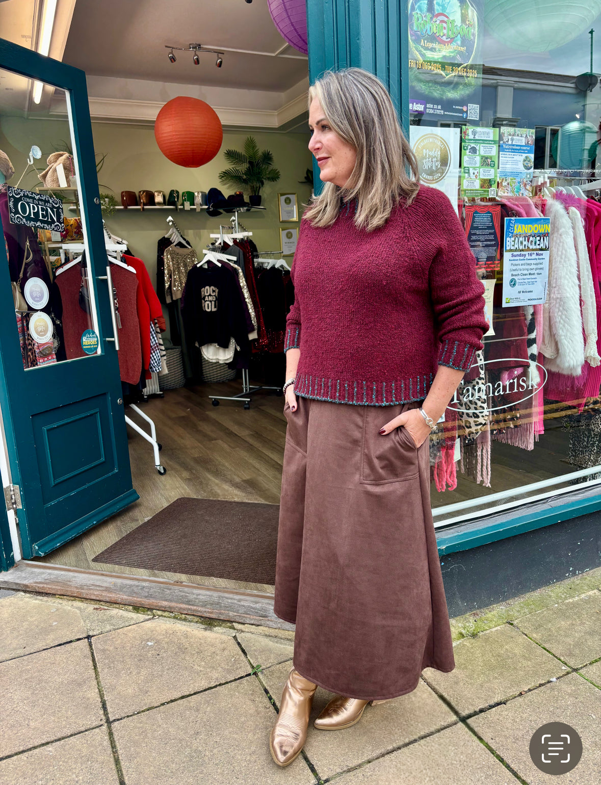 Nancy Faux Suede Midaxi Skirt - Chocolate Brown