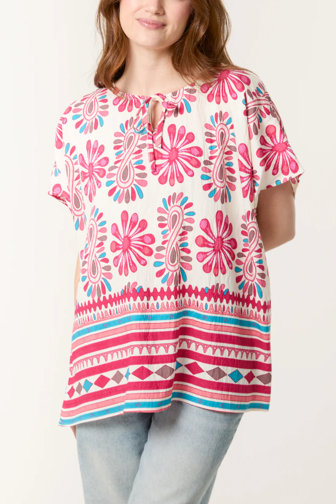 Sheena Paisley Print Short Sleeve Top - 3 Colours