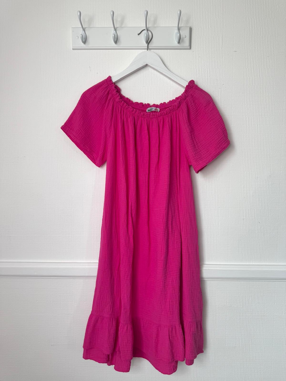Penny Bardot Neckline Short Sleeve Short Cotton Dress