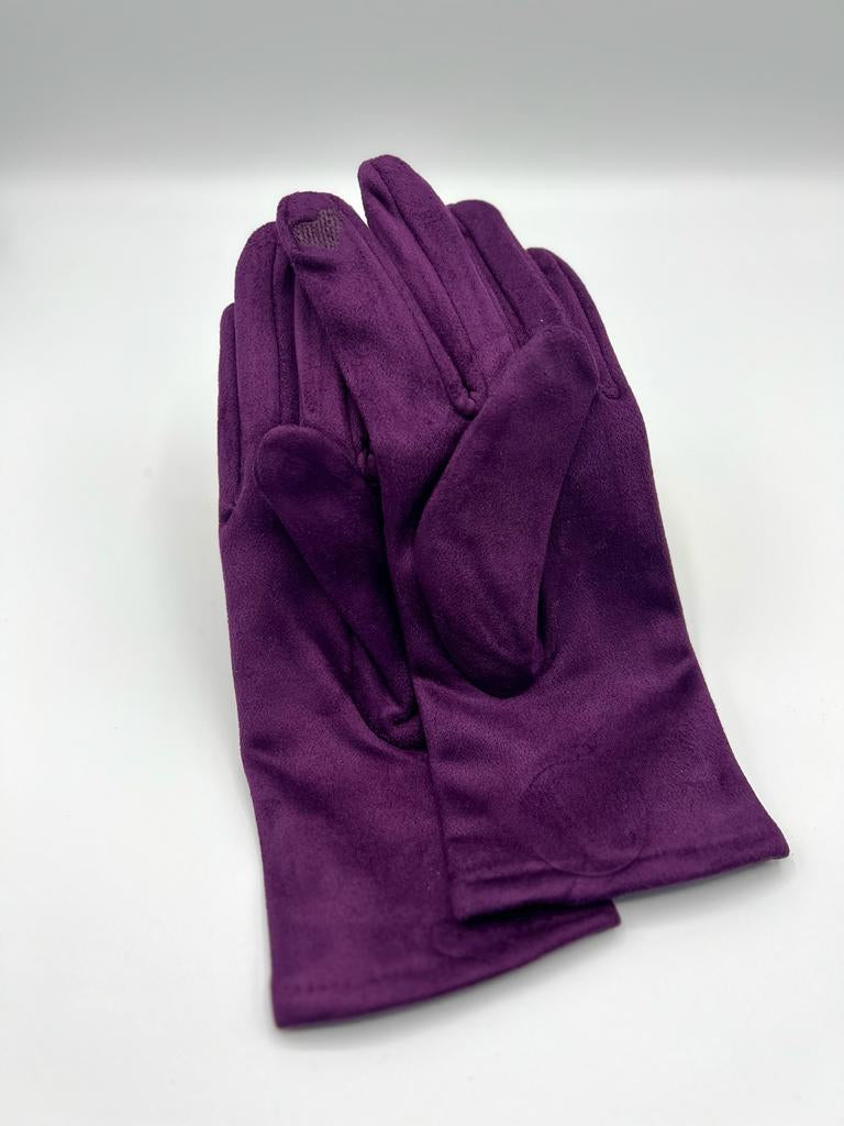 Faux Suede Plain Gloves - Assorted Colours in
