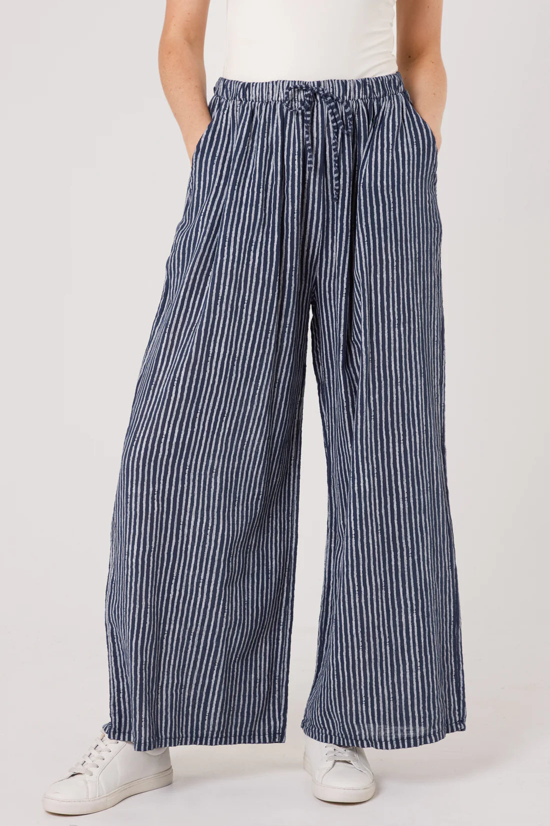 Simi Candy Stripe Cotton Wide Leg Trousers