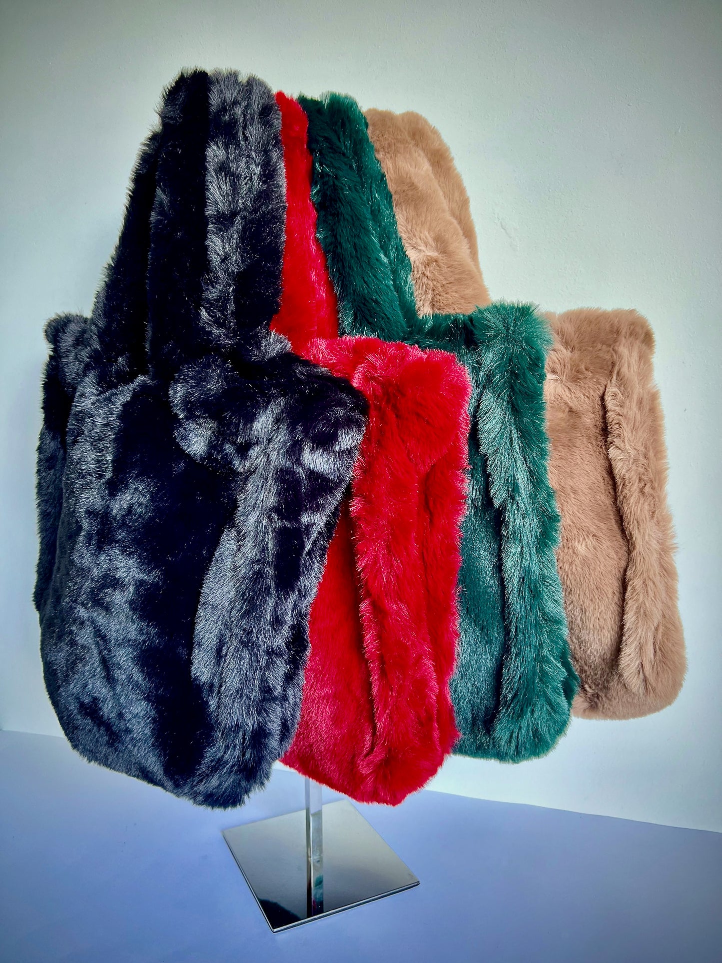 Faux Fur Rectangular Tote Bag - 4 Colours