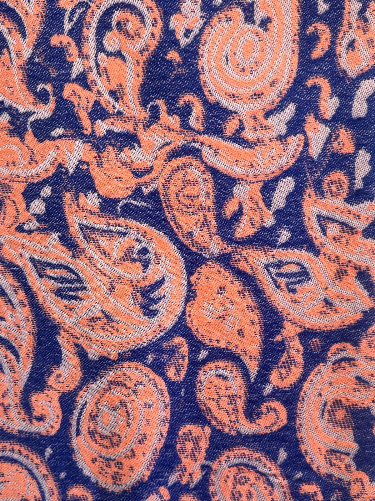 Eleanor Wool Blend Blue Paisley Pashmina Scarf