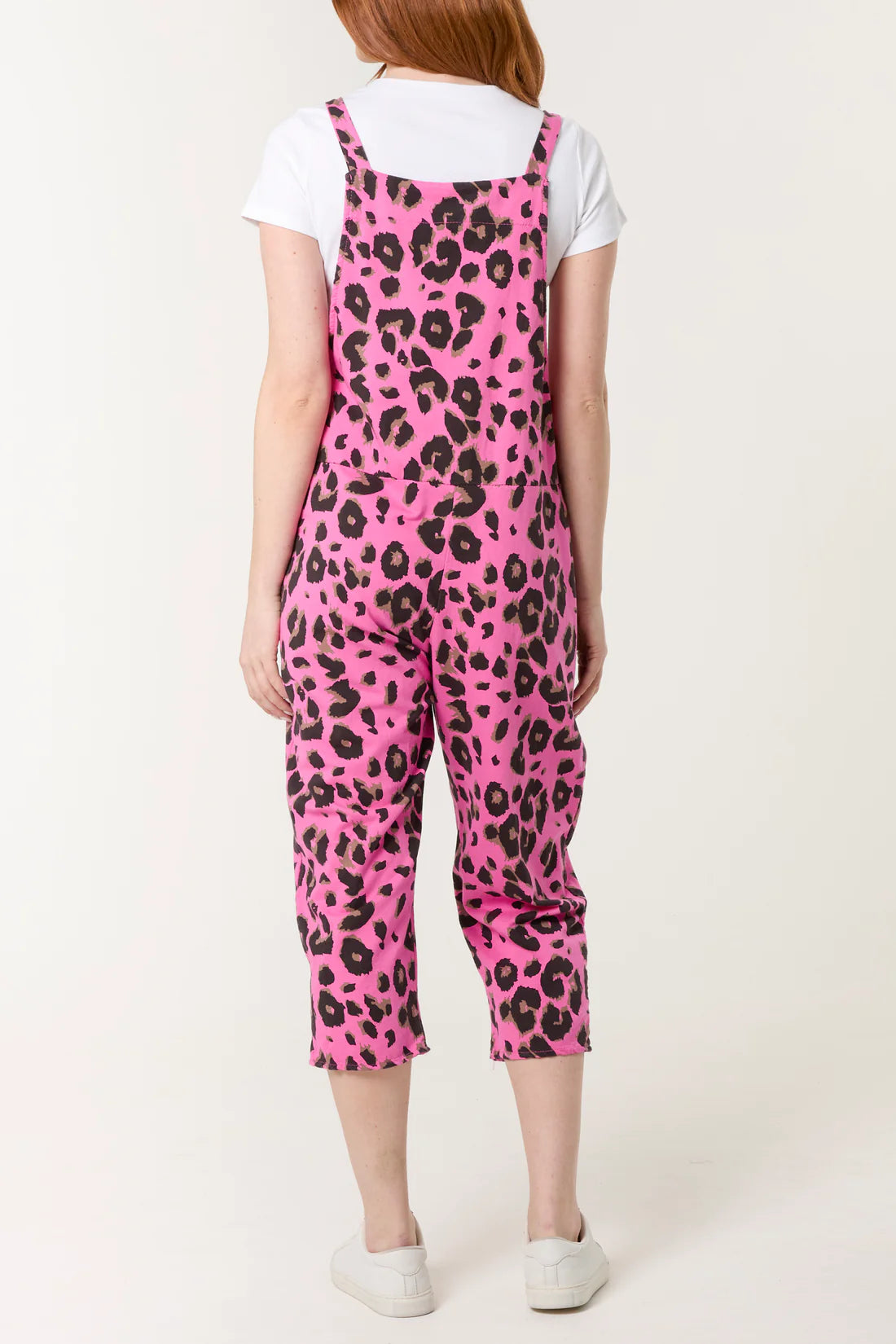 Debs Leopard Print Jersey Dungarees - Wine, Palm Green, Cerise Pink Or Beige