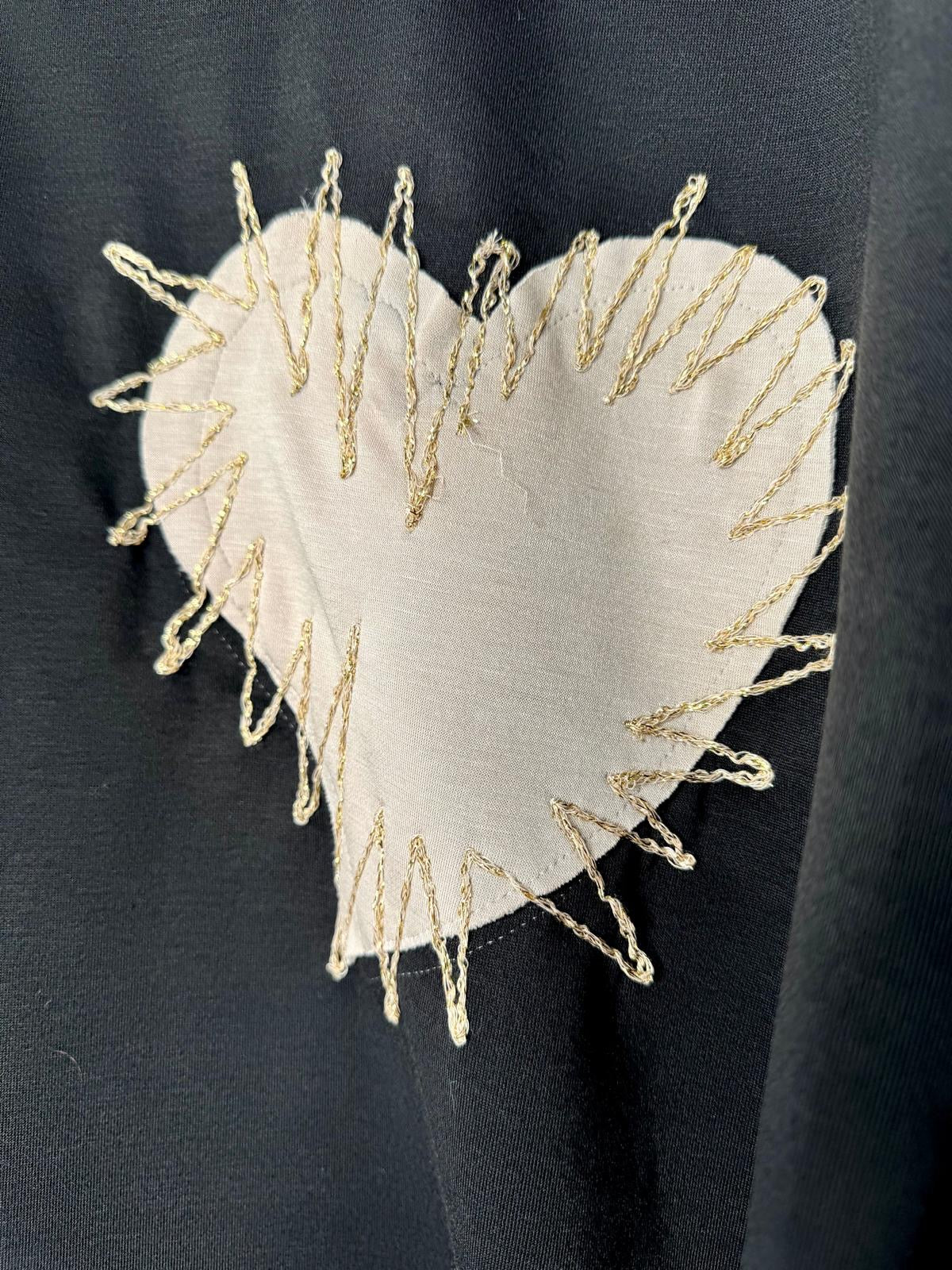 Candice Black Scuba Sweatshirt With Appliqué Heart Motif