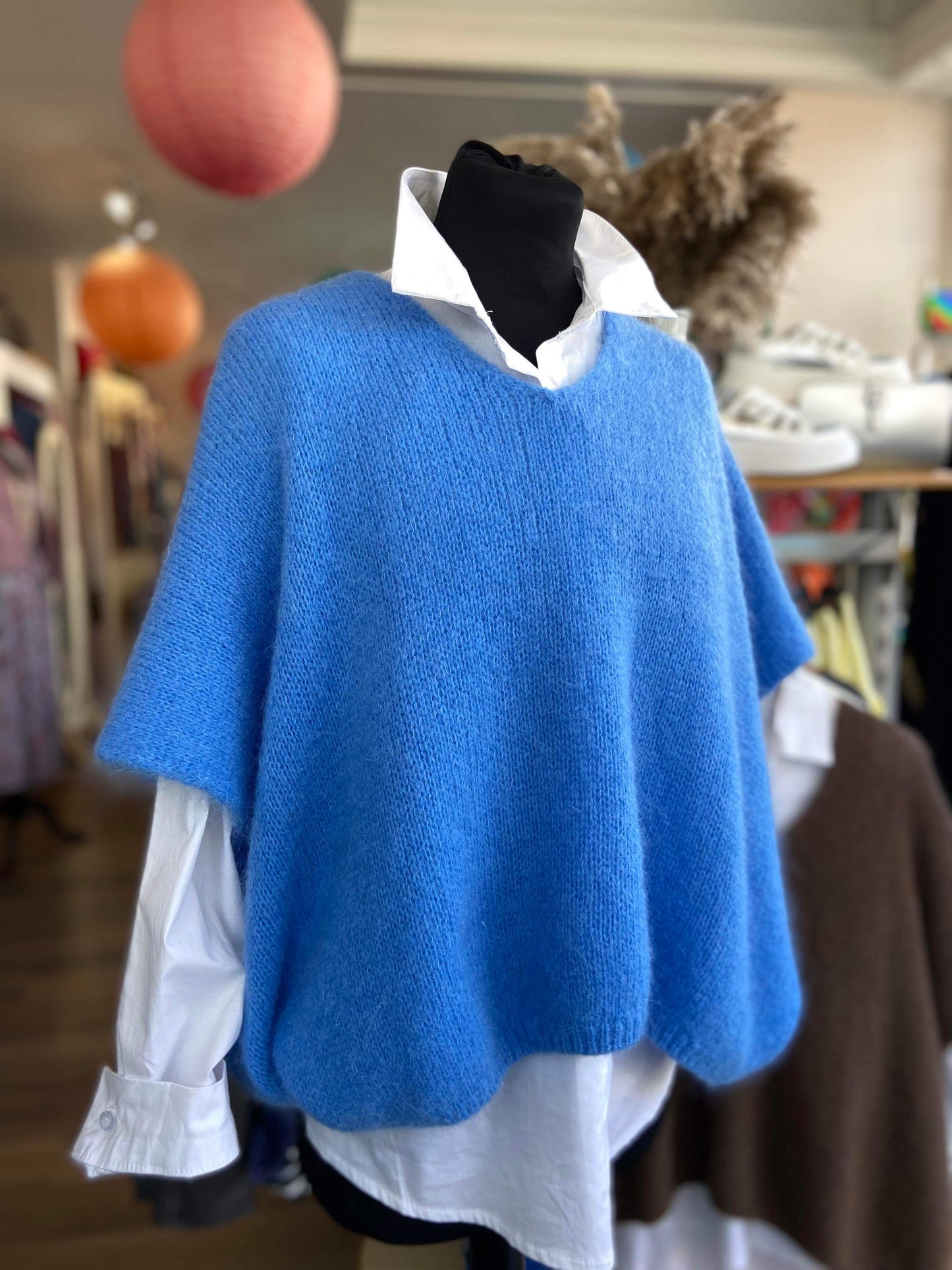 Eleanor Mohair Mix Slouchy Tank Top - Cornflower Blue