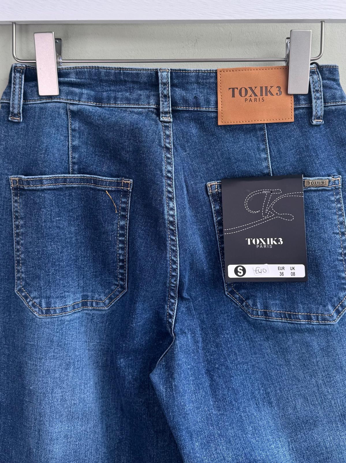 Toxik Wide Legged 70s Style Jeans - Light Denim Or Medium Denim Wash
