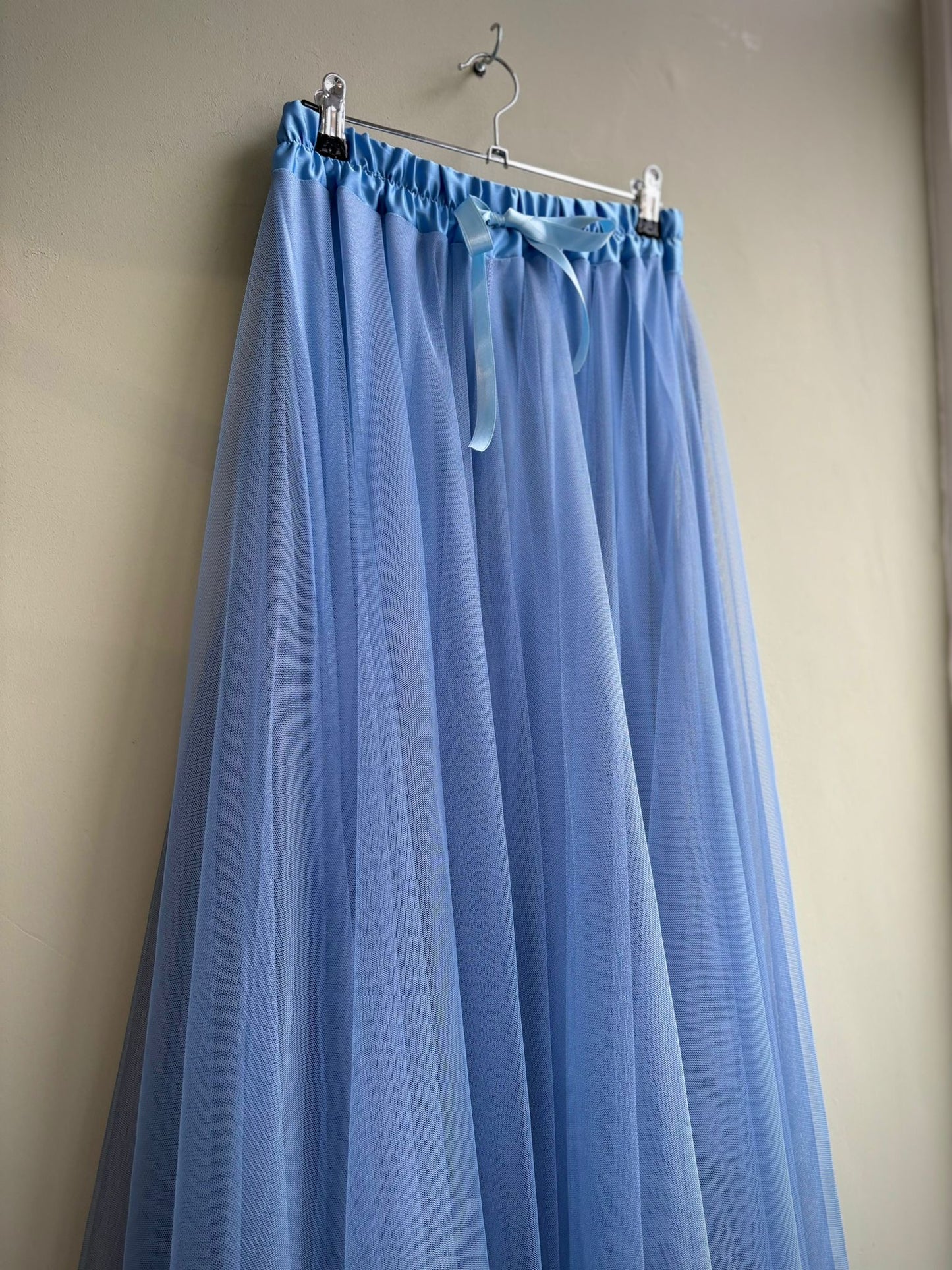 Long Net Tulle Petticoat Skirt pastel blue