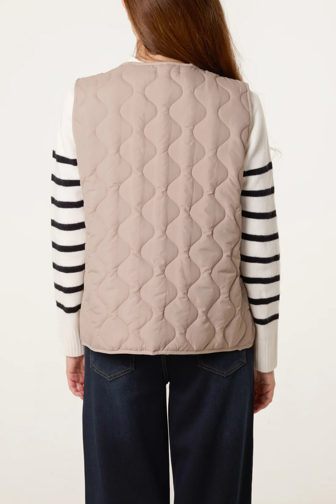 Lydia Lightweight Quilted Gilet - Mocha Taupe Or Stone Beige
