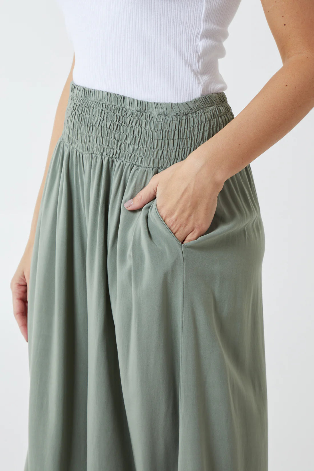 Sarah Deep Shirred Waistband Floaty Wide Leg Trousers - 4 Colours