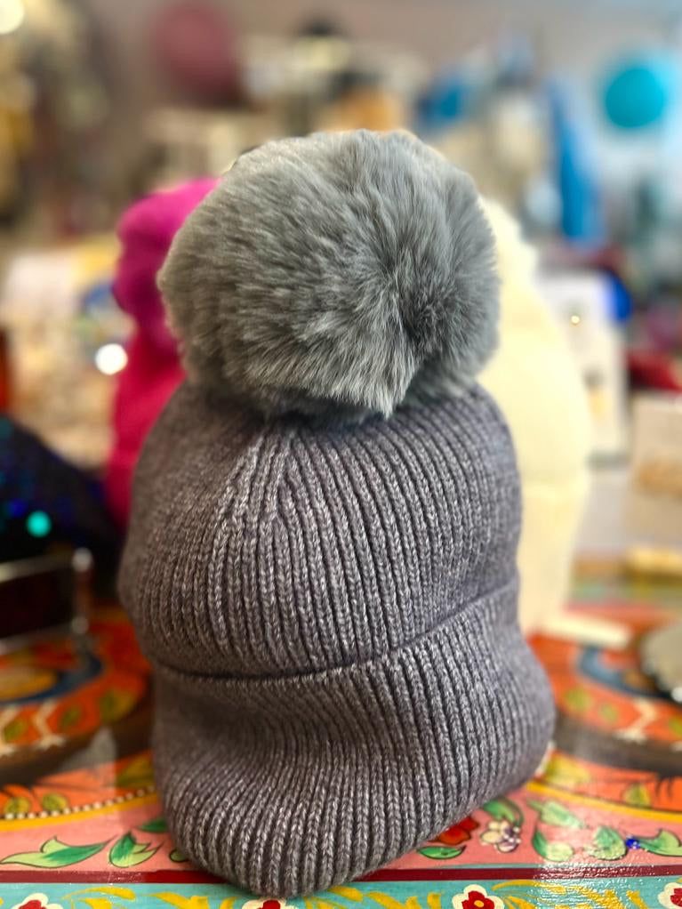 Cuddly Faux Fur Pom Pom Hat - 6 Colours