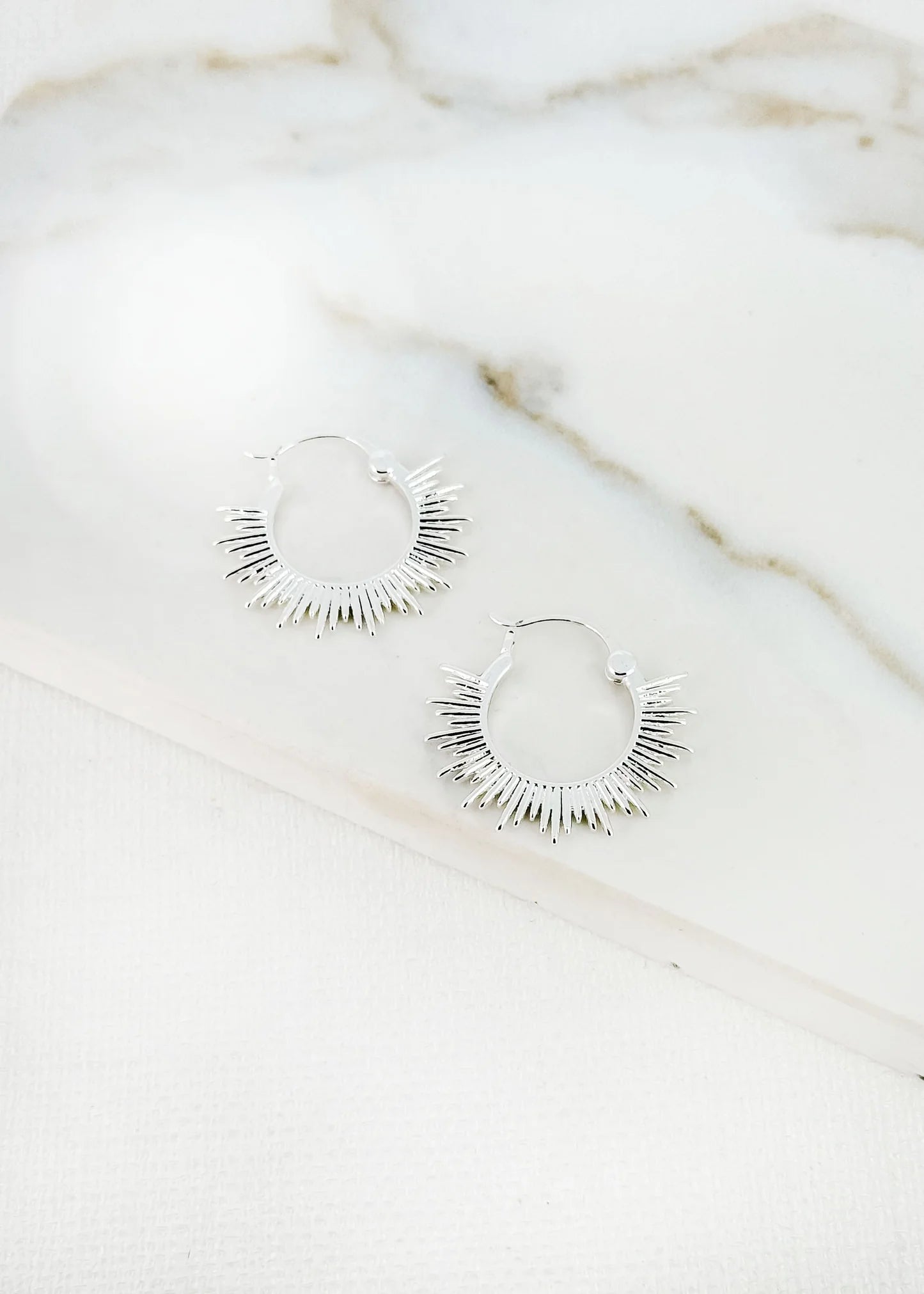 Envy Jewellery Sunburst Half Hoop Earrings - Gold Or Silver