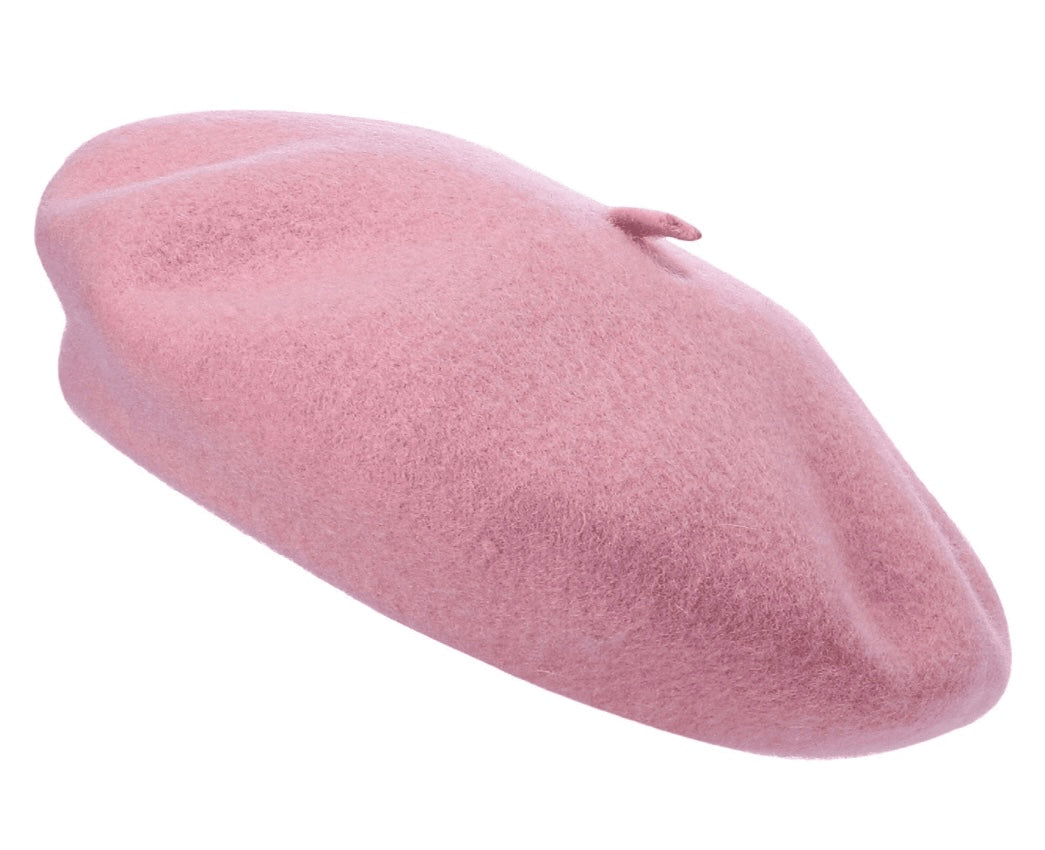 wool beret pastel pink
