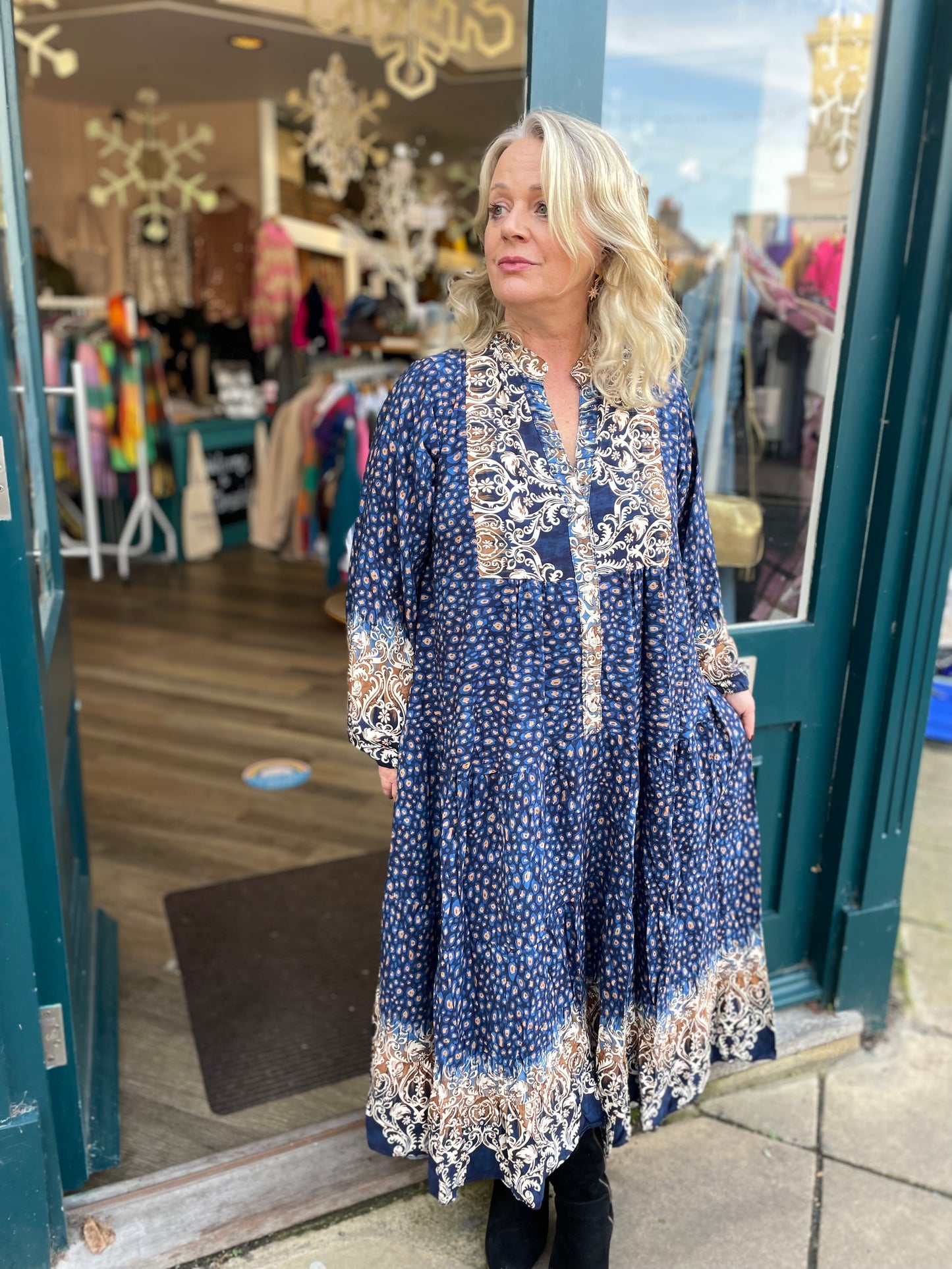 Melanie Paisley Print Mix Loose Tiered Dress - 2 Colours
