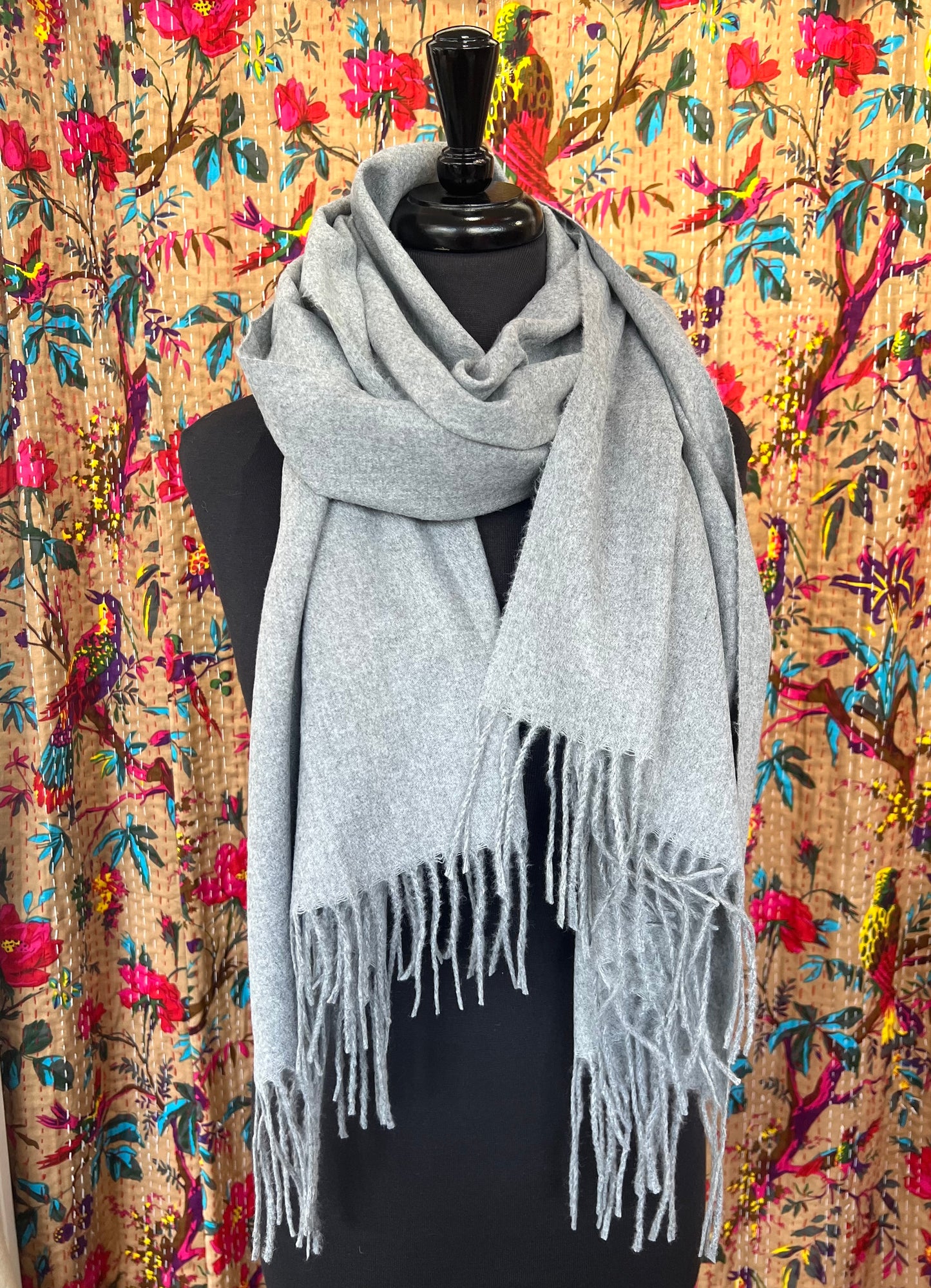 Soft Wool Mix Large Pashmina - Soft Grey