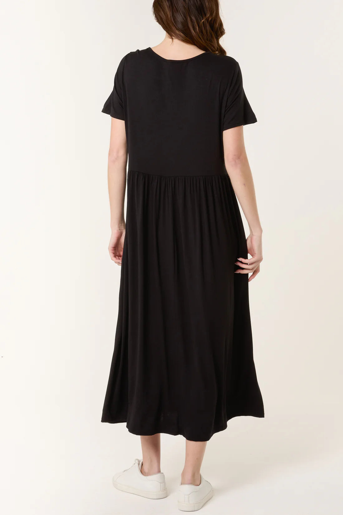 Angie Loose Jersey Midi T Shirt Dress - Black, Khaki Or Denim