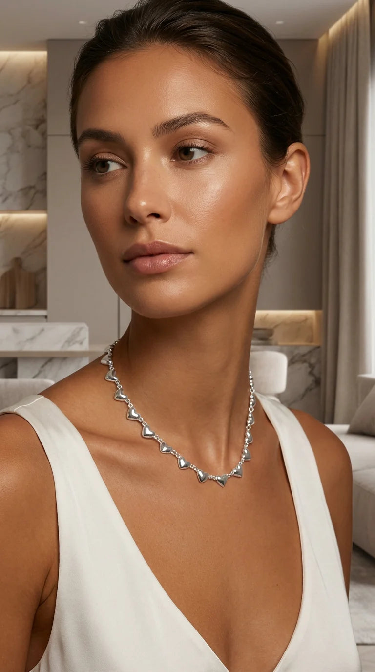 Envy Jewellery Short Heart Chain Necklace- Gold Or Silver Tone