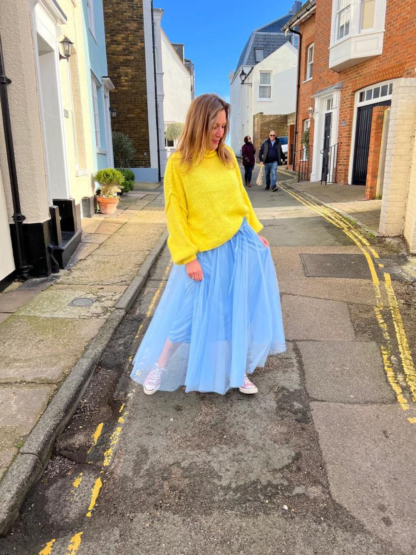 Long Net Tulle Petticoat Skirt - Sky Blue