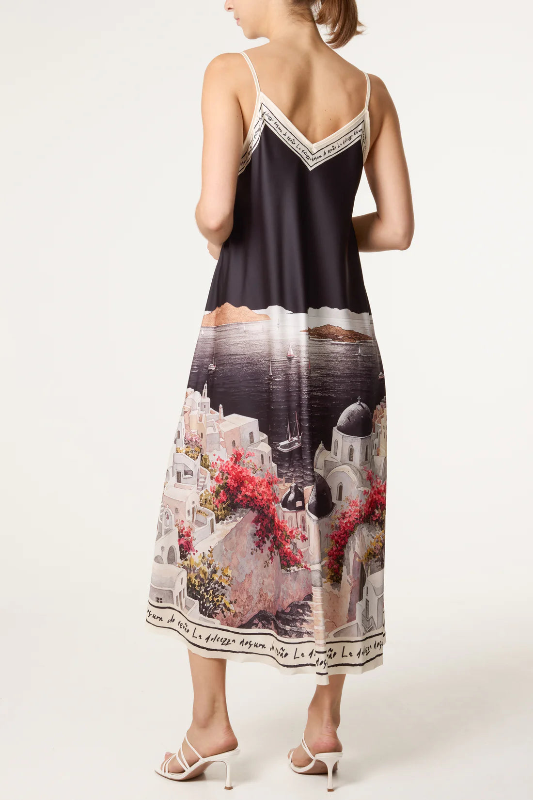 Santorini Print Satin Sun Dress