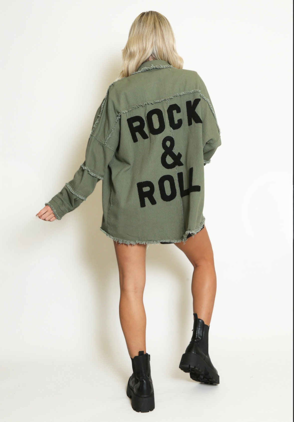 Rock & Roll Khaki Canvas Shacket