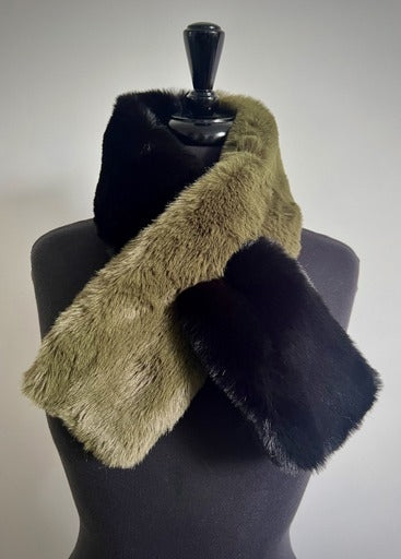 Beatrice Colour Block 2 Colour Faux Fur Collar Scarf - 7 Variants
