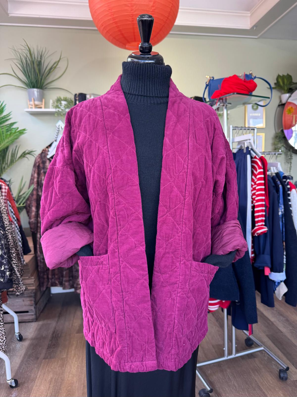 Celia Short Quilted Needlecord Kimono Jacket - 5 Colours