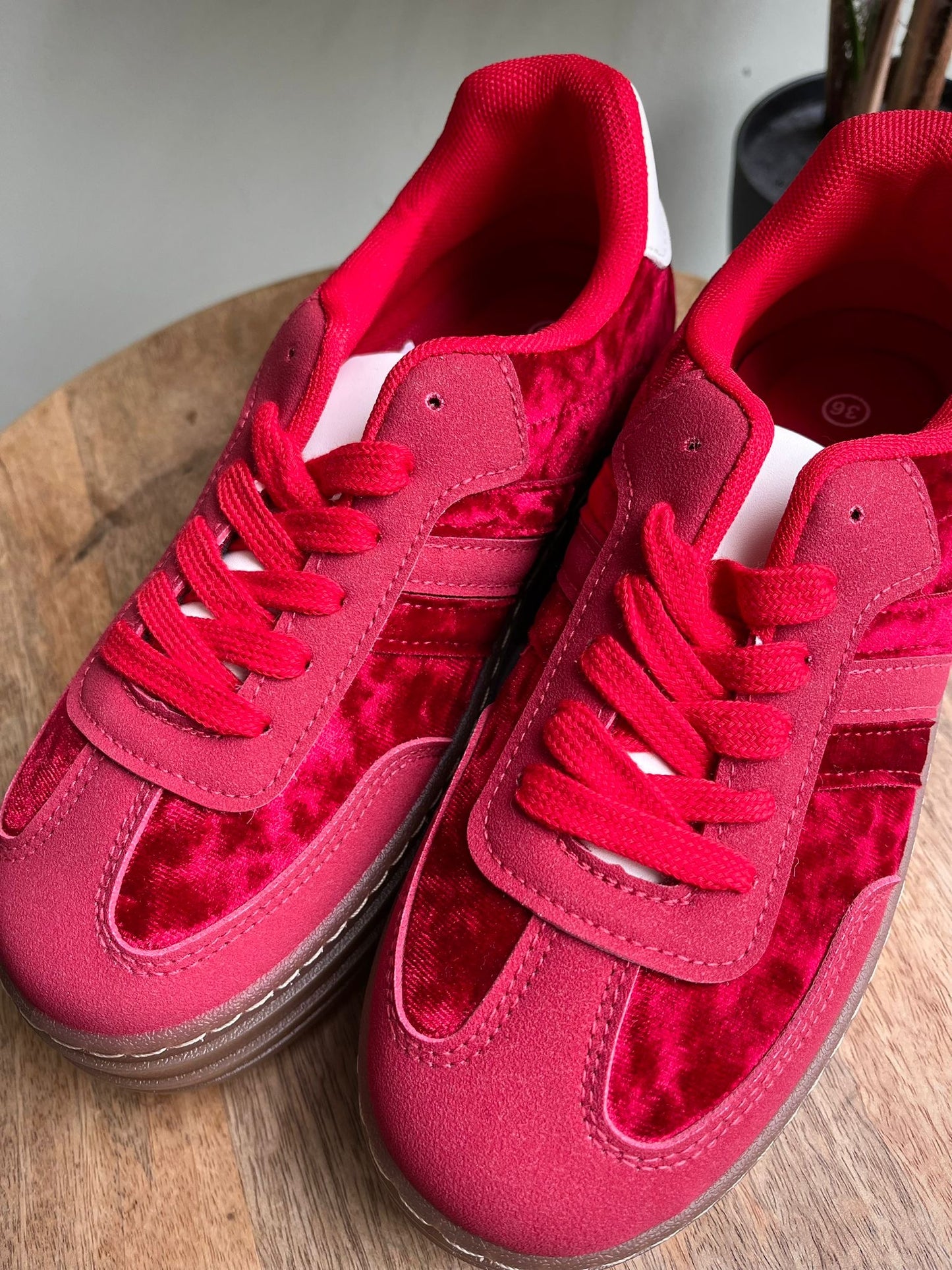 Red Velvet Flatform Trainers