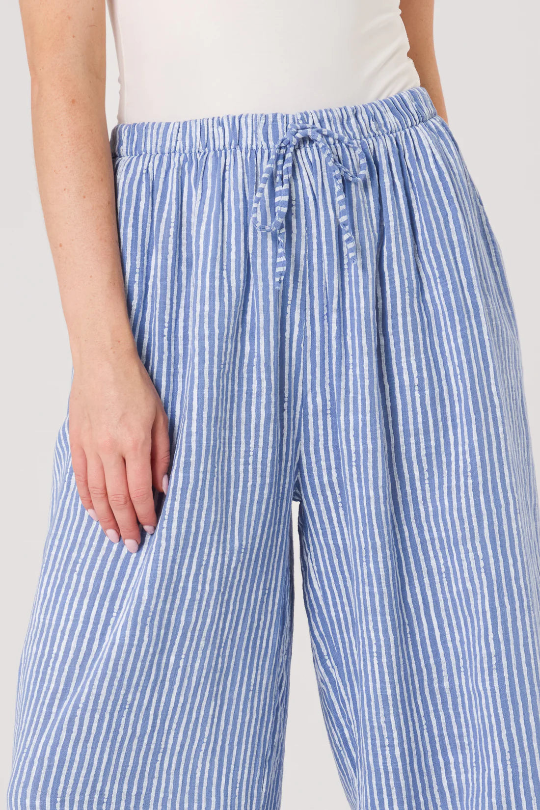 Simi Candy Stripe Cotton Wide Leg Trousers