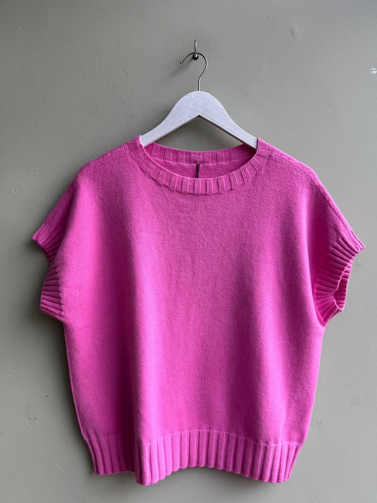 Shannon Ribbed Detail Oversized Short Sleeve Sweater Vest Tank Top - 5 Colours