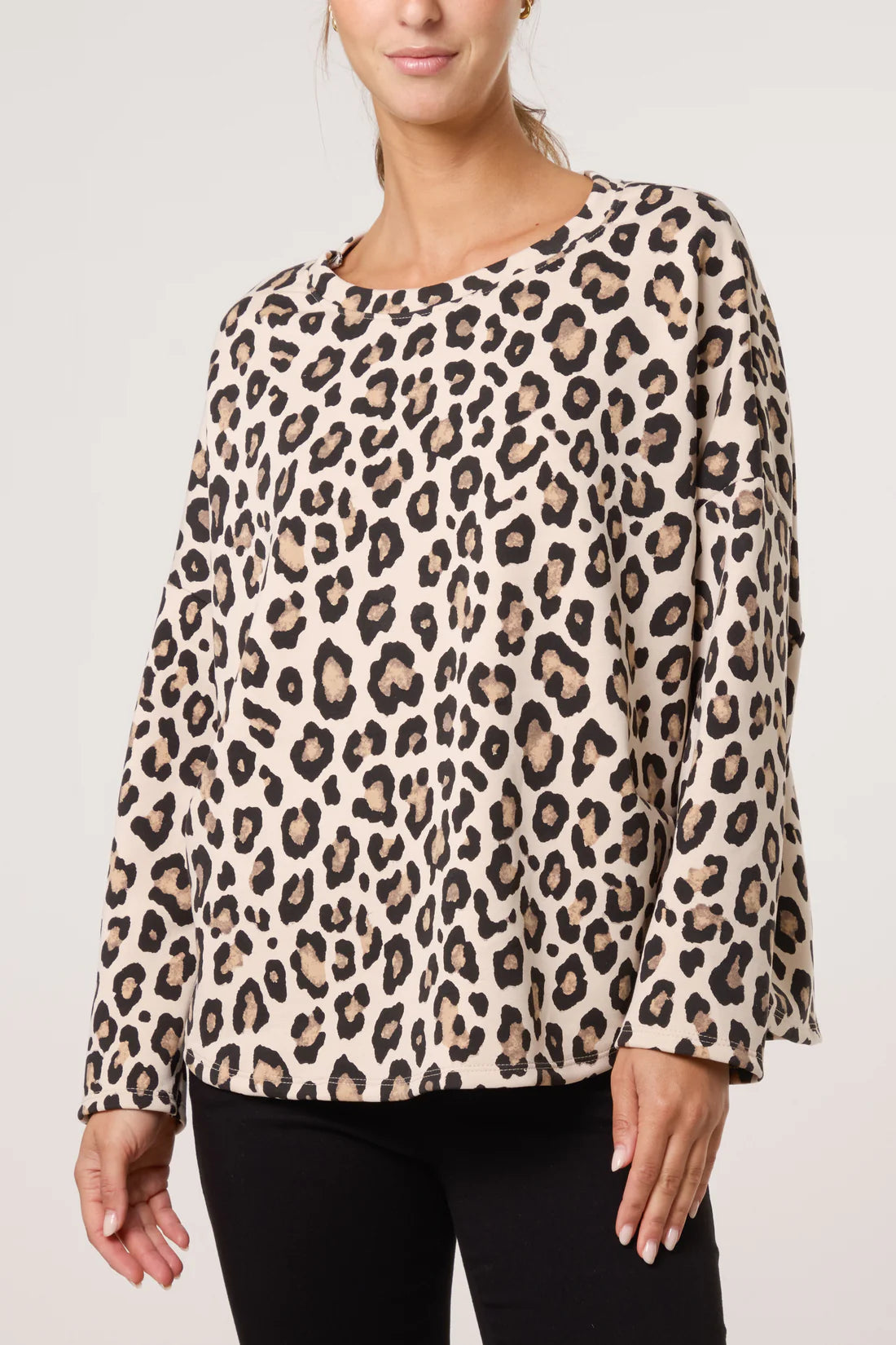 Priya Scuba Leopard Print Cocoon Sweatshirt Top