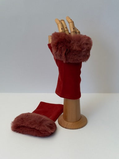 Luxe Faux Fur & Suedette Fingerless Gloves Mittens
