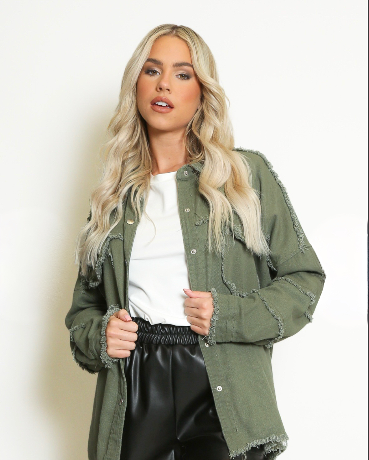 Rock & Roll Khaki Canvas Shacket