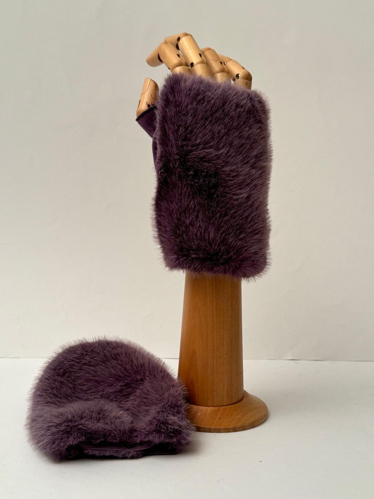 Cosy Faux Fur Fingerless Gloves Mittens - Assorted Colours