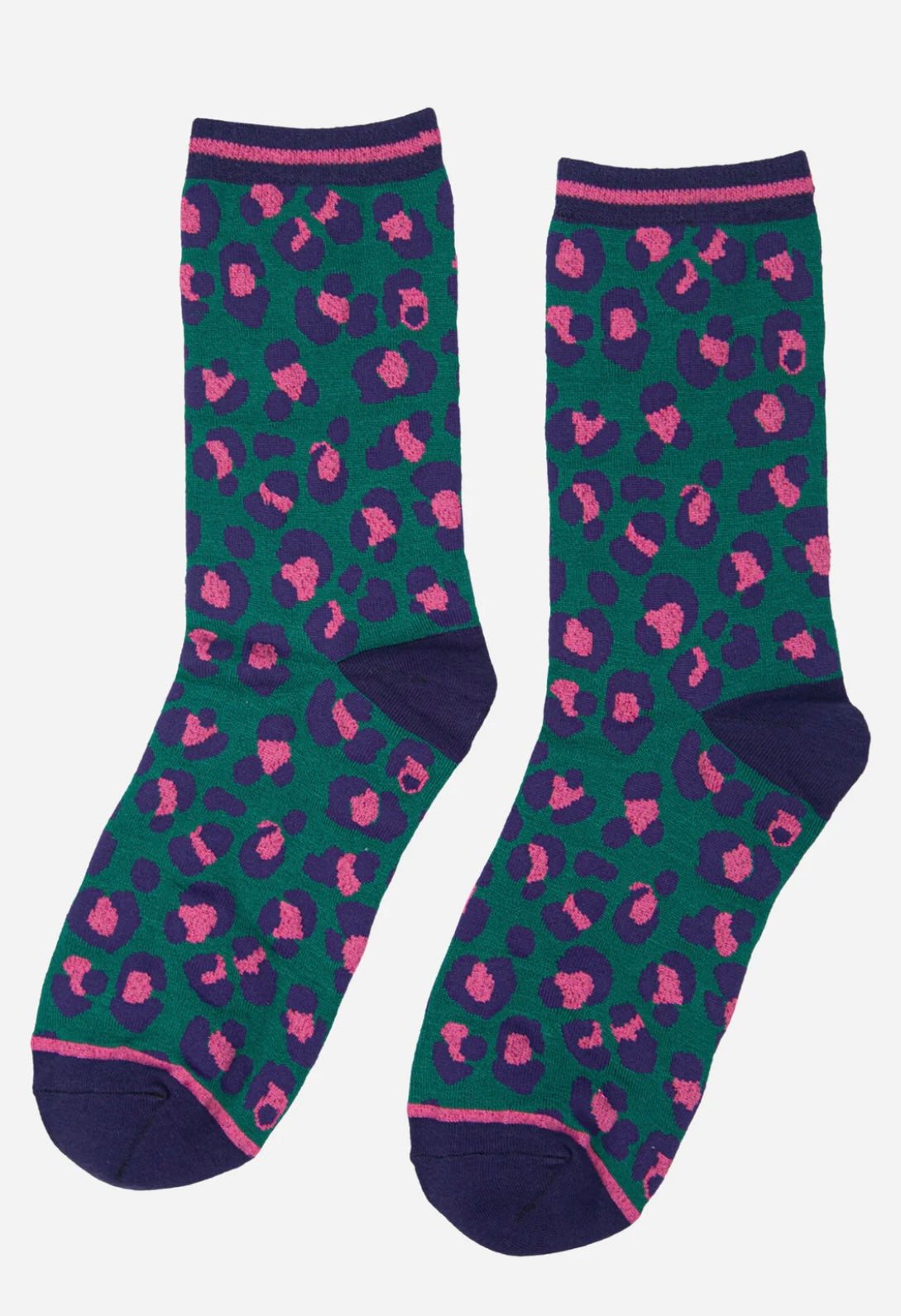 Green Leopard Print Bamboo Socks