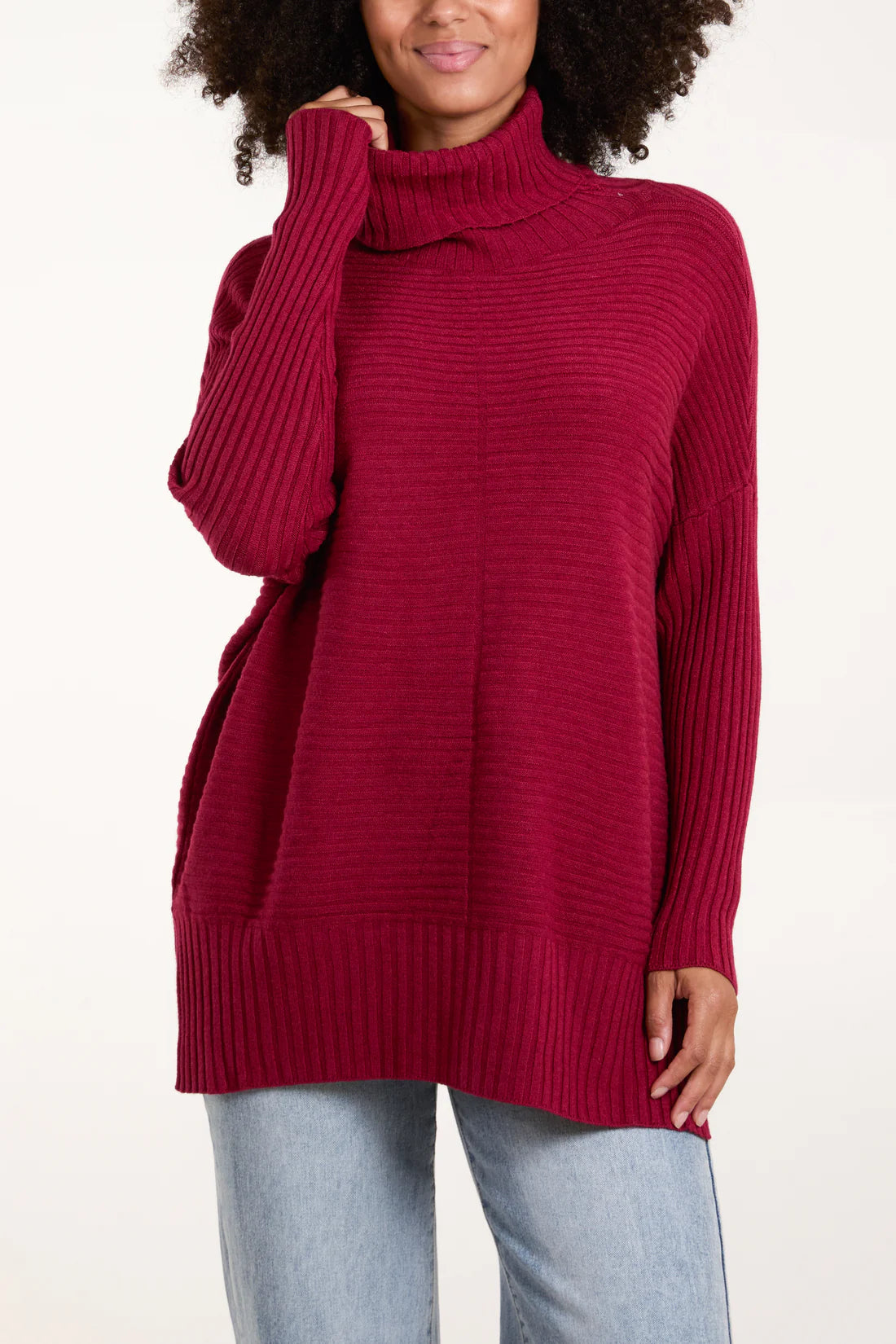 Adele Slouchy Ribbed Roll Neck Jumper - Multiple Colours