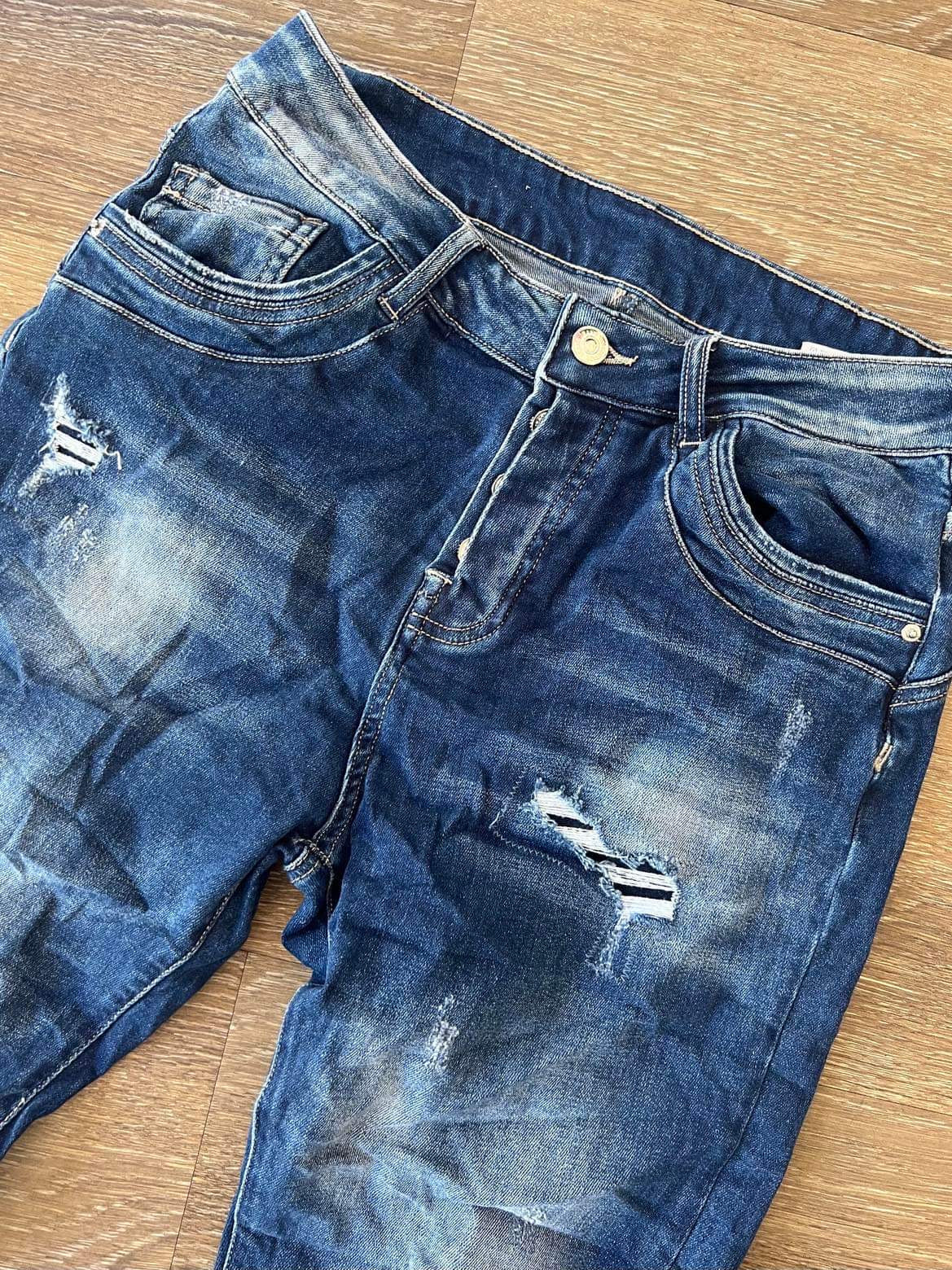 Melly & Co Distressed Button Fly Jeans
