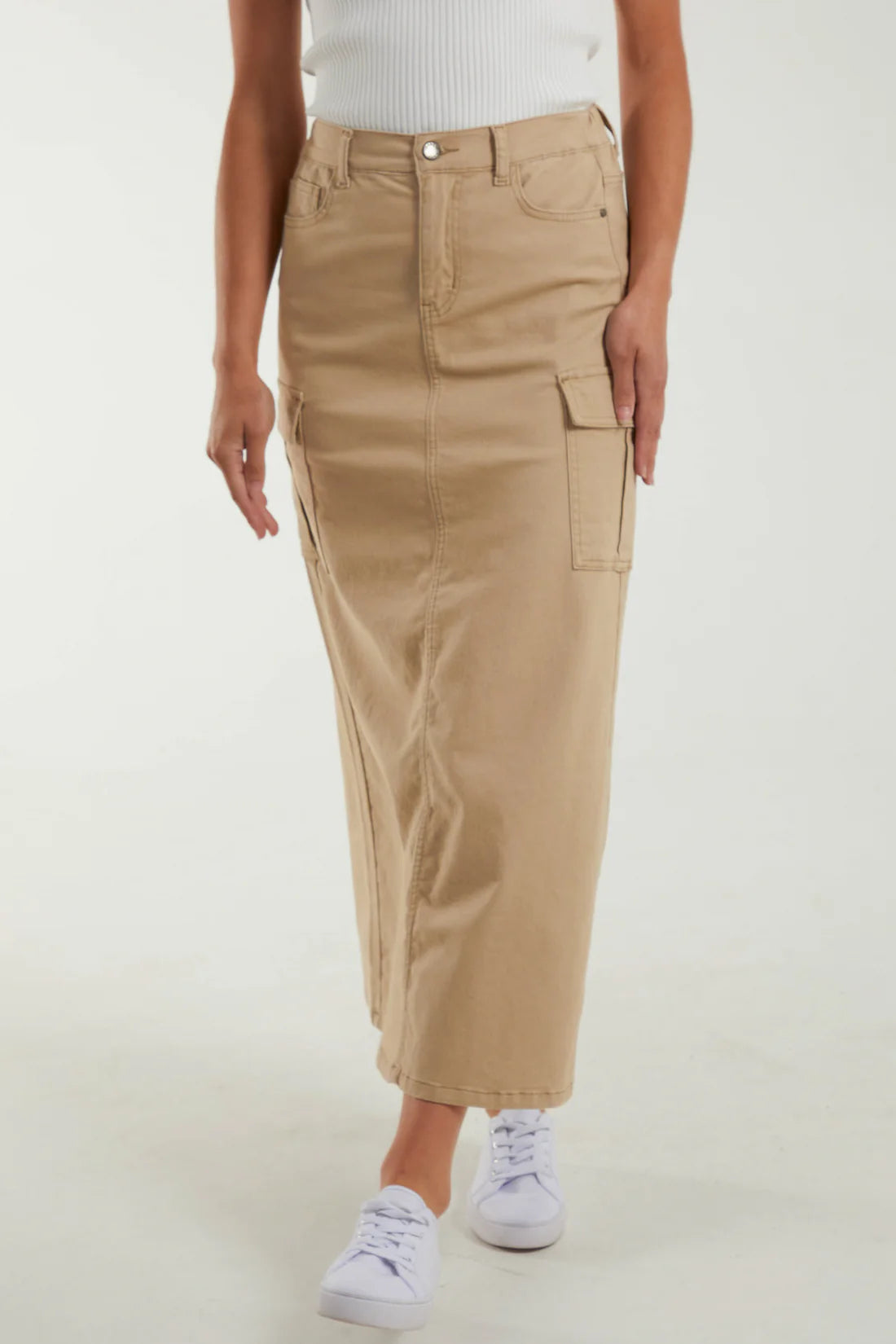 Becky Cotton Cargo Skirt - Chino Beige