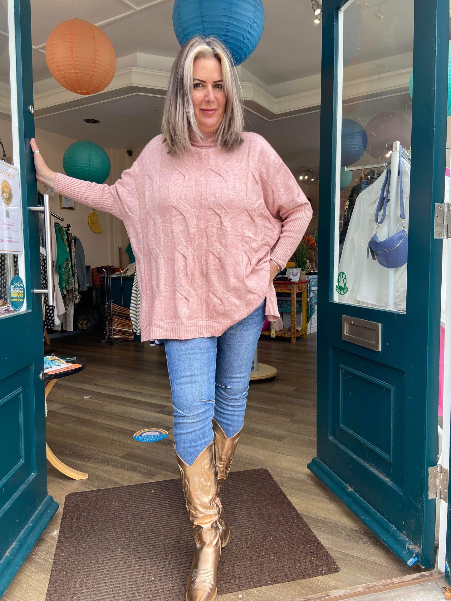 Victoria Cable Knit Turtleneck Loose Jumper
