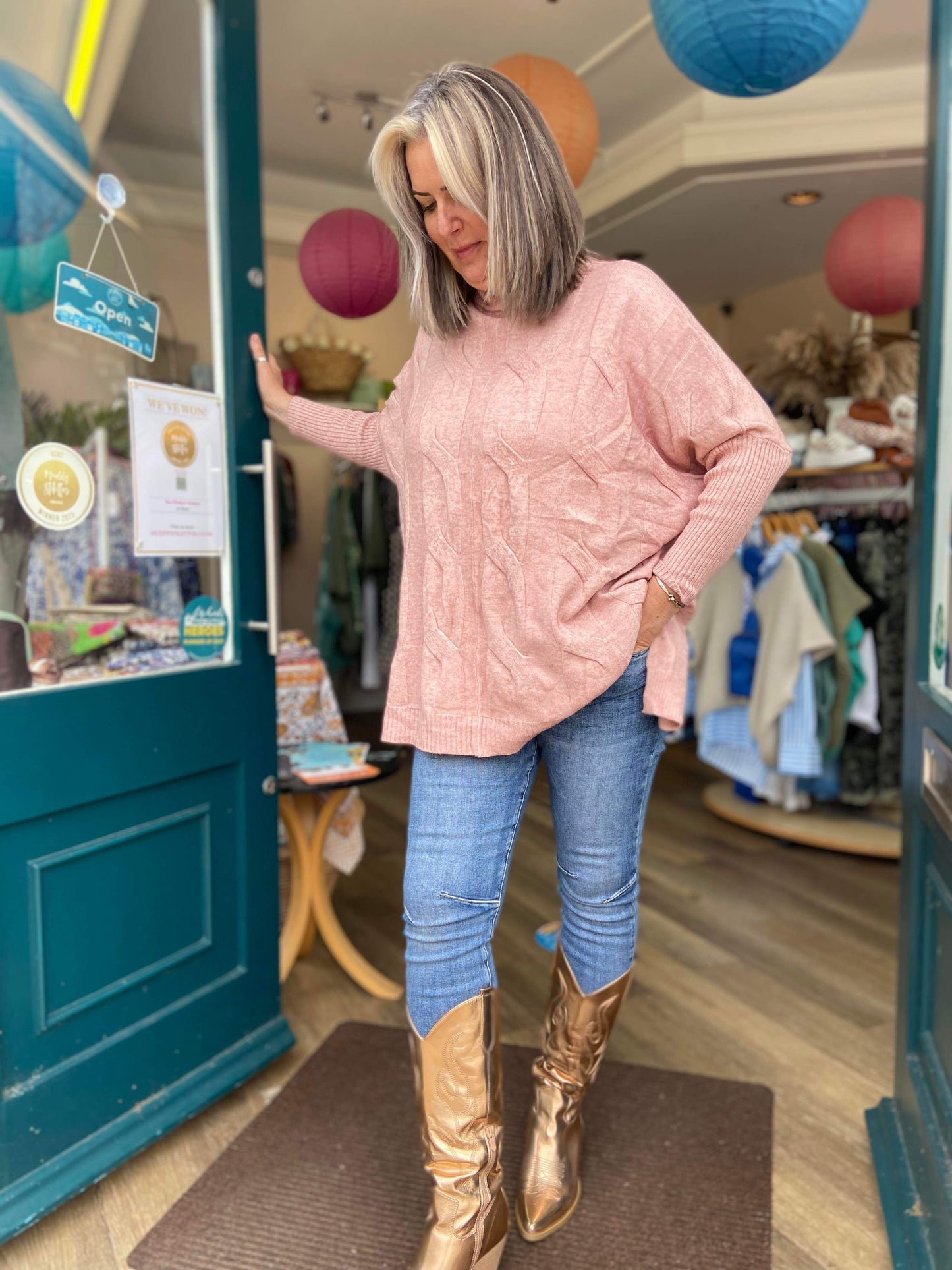 Victoria Cable Knit Turtleneck Loose Jumper