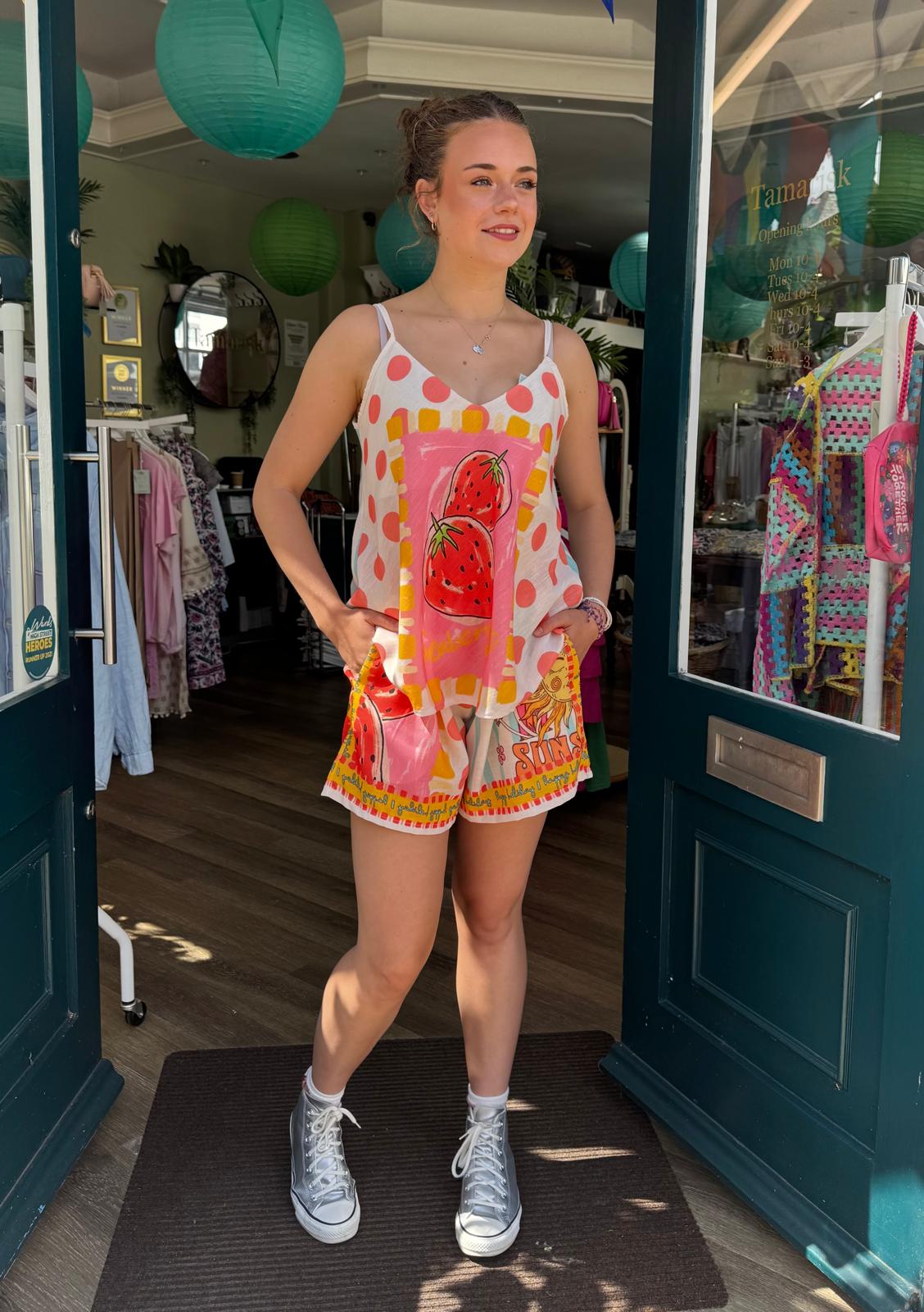 Be The Sunshine/Strawberry Shorts & Top Co-Ord