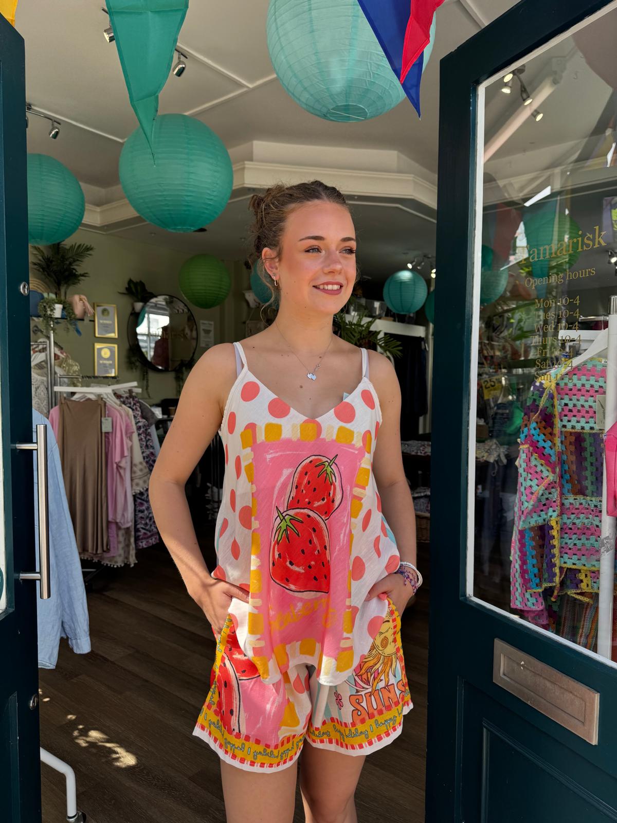 Be The Sunshine/Strawberry Shorts & Top Co-Ord